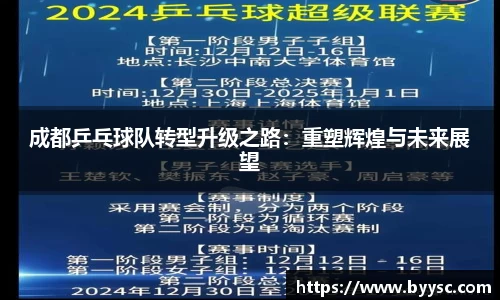 成都乒乓球队转型升级之路：重塑辉煌与未来展望