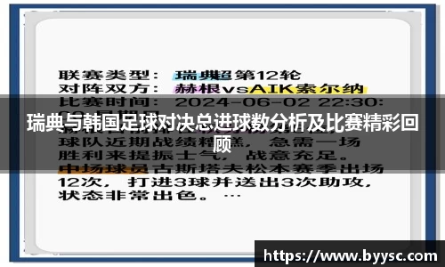 瑞典与韩国足球对决总进球数分析及比赛精彩回顾